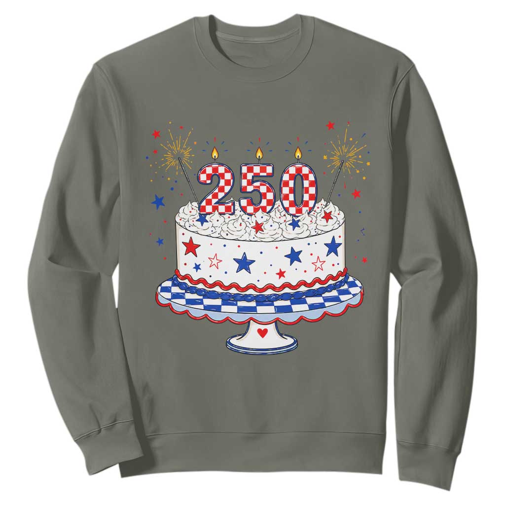 USA 250th Anniversary Birthday Cake Party Gift Sweatshirt