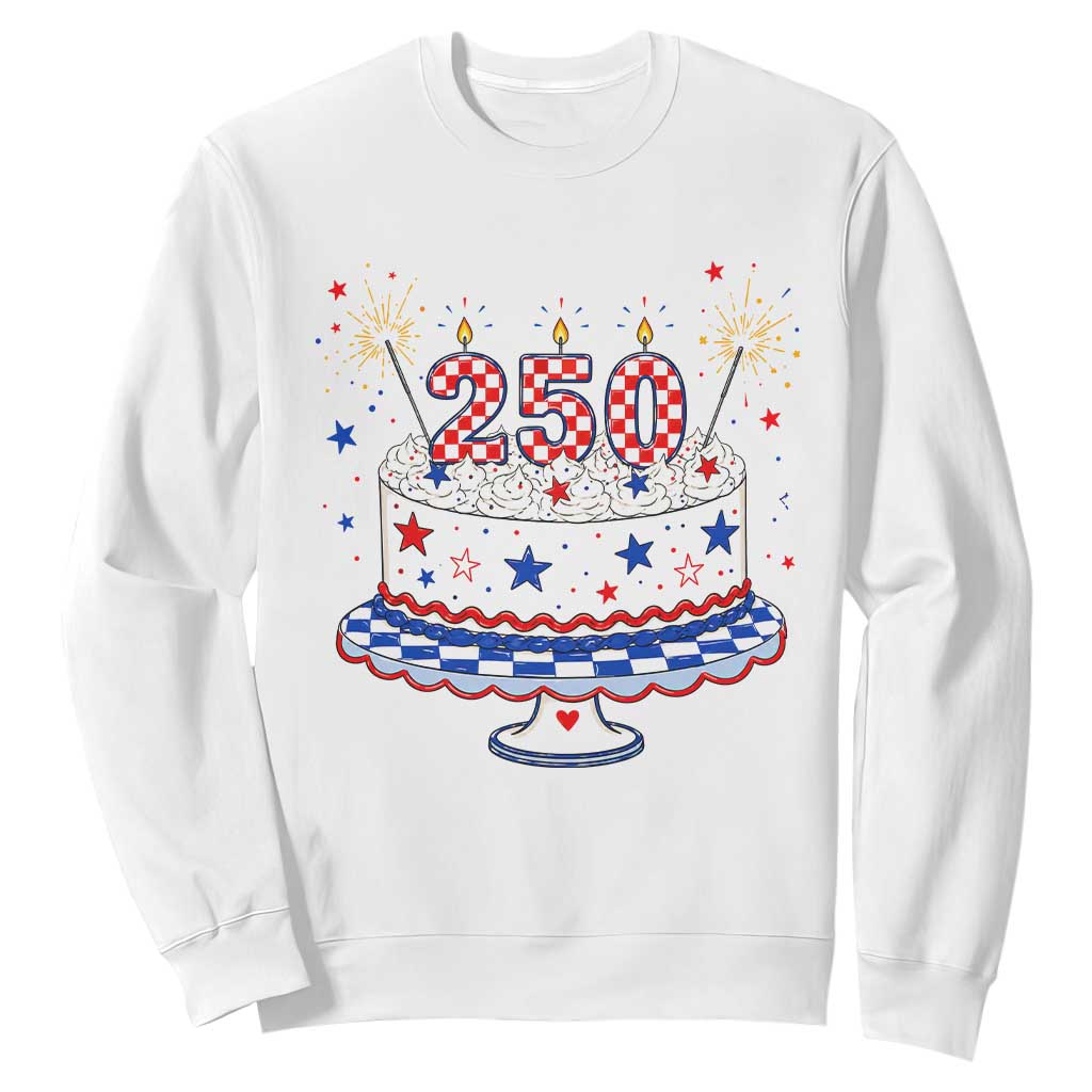 USA 250th Anniversary Birthday Cake Party Gift Sweatshirt