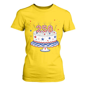 USA 250th Anniversary Birthday Cake Party Gift T Shirt For Women