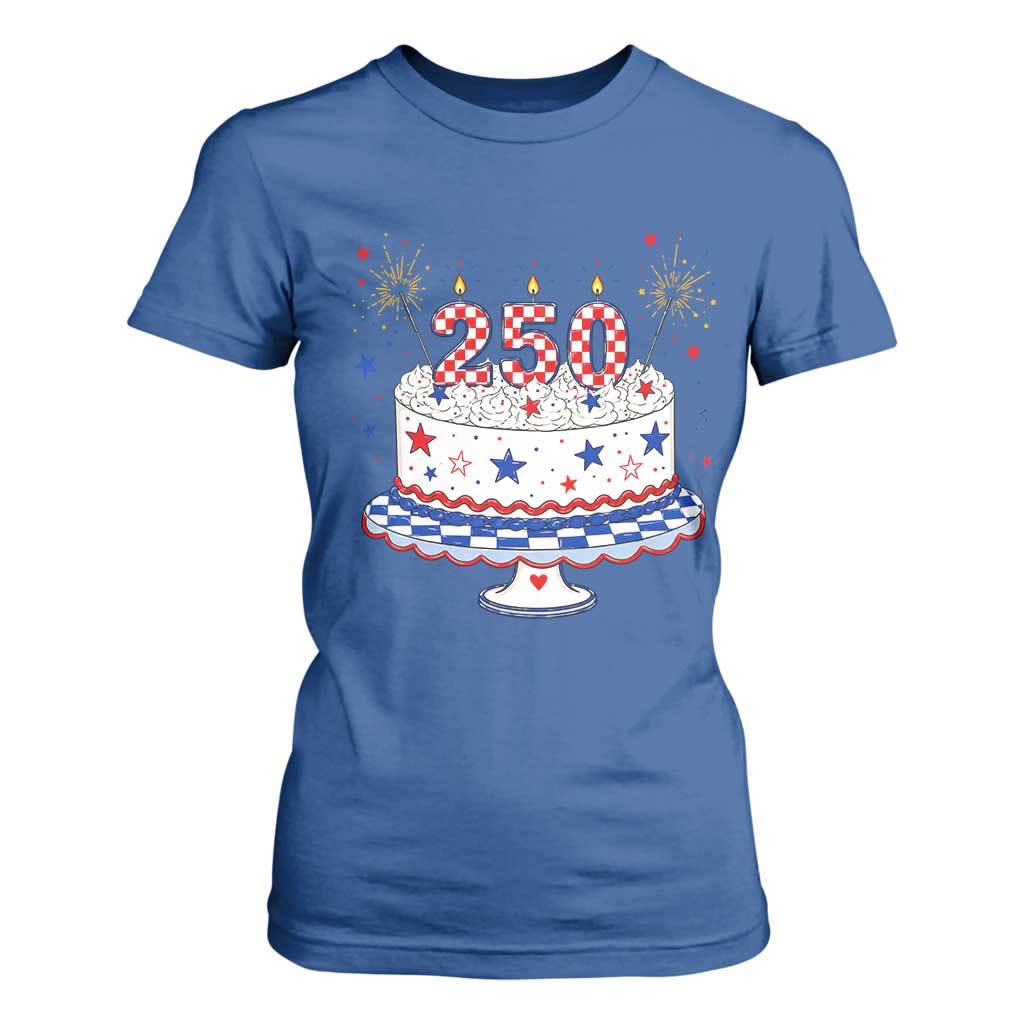 USA 250th Anniversary Birthday Cake Party Gift T Shirt For Women