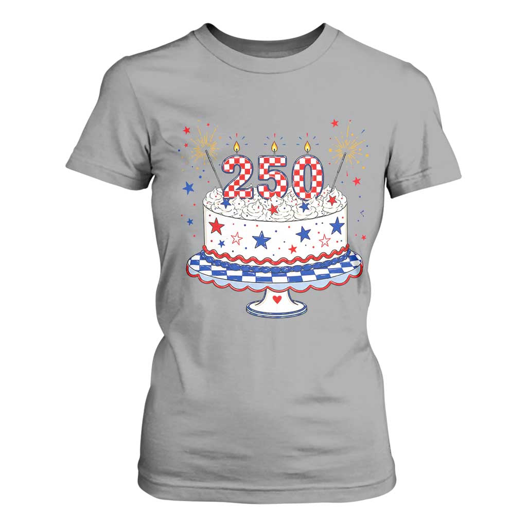 USA 250th Anniversary Birthday Cake Party Gift T Shirt For Women