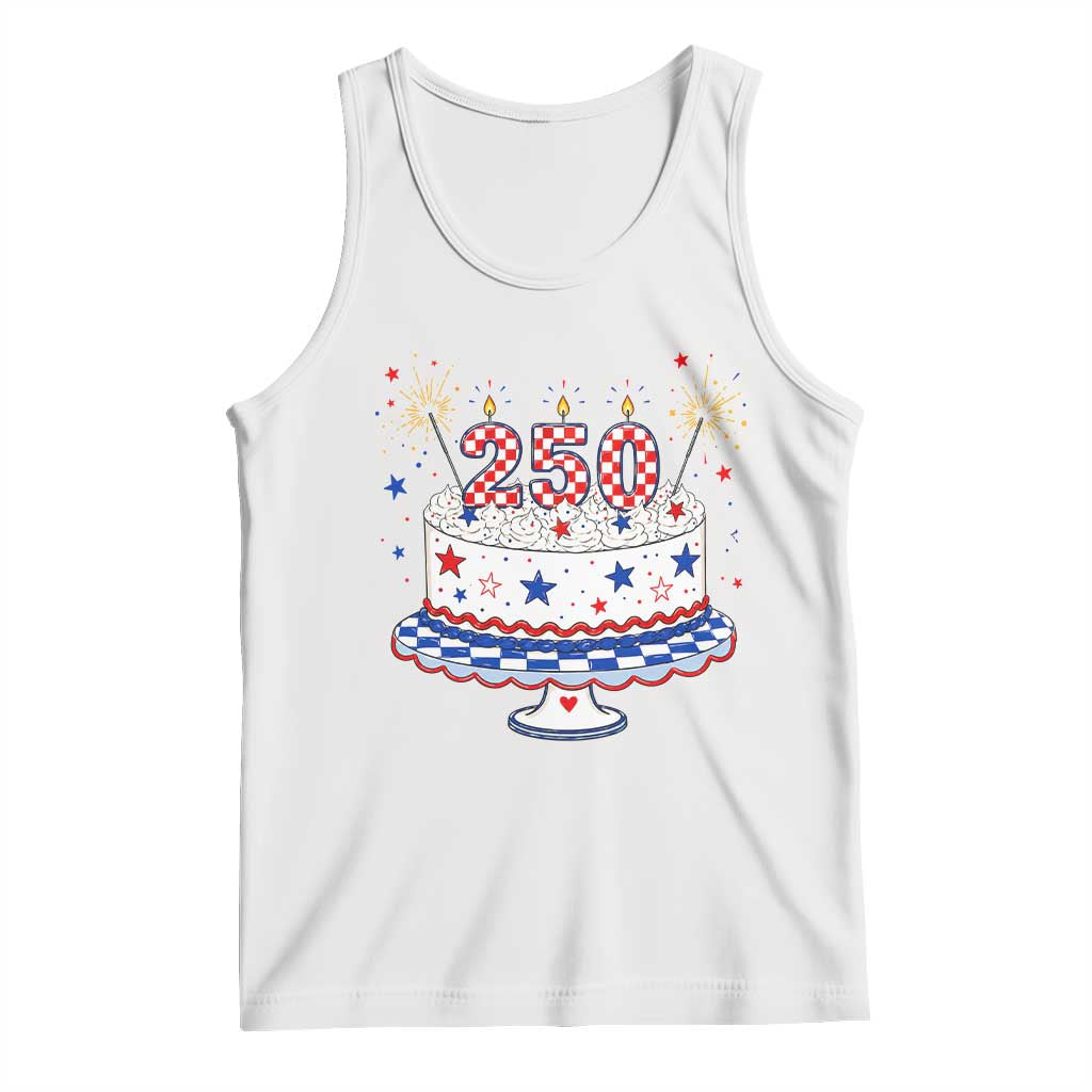 USA 250th Anniversary Birthday Cake Party Gift Tank Top TS12 White Print Your Wear