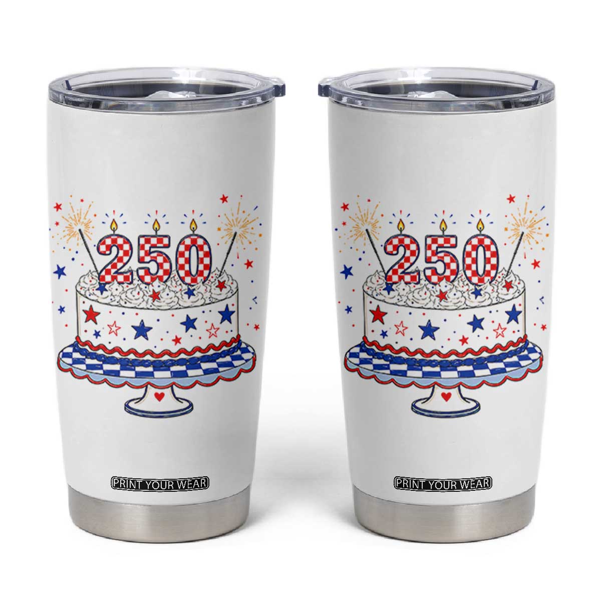 USA 250th Anniversary Birthday Cake Party Gift Tumbler Cup