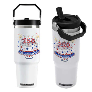 USA 250th Anniversary Birthday Cake Party Gift Flip Straw Tumbler
