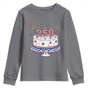 USA 250th Anniversary Birthday Cake Party Gift Youth Sweatshirt TS12 Charcoal Print Your Wear