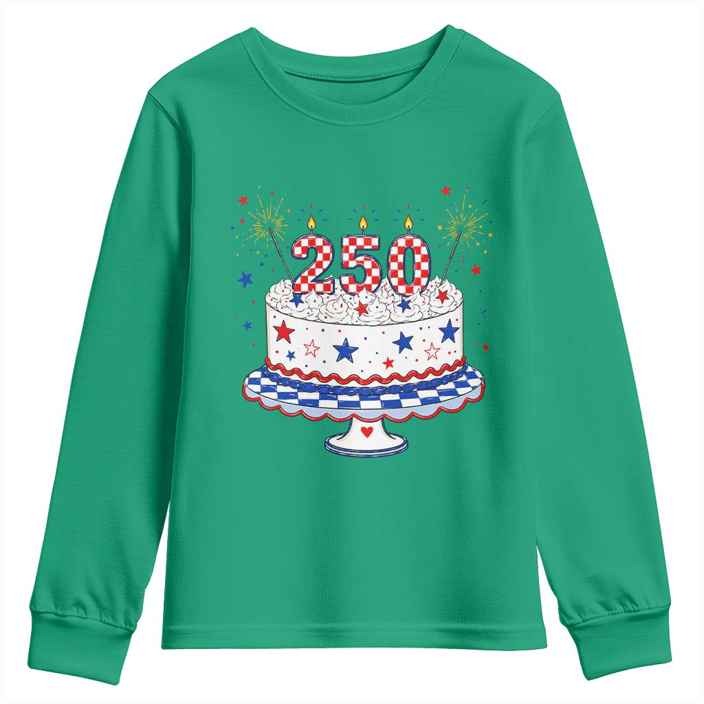 USA 250th Anniversary Birthday Cake Party Gift Youth Sweatshirt TS12 Irish Green Print Your Wear