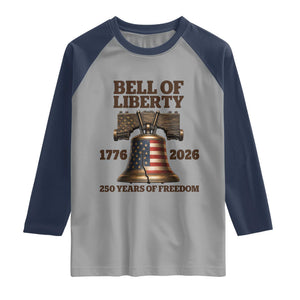 Liberty Bell 250th Anniversary Raglan Shirt American Pride Gift TS12 Sport Gray Navy Print Your Wear