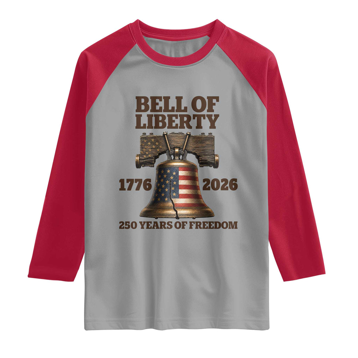 Liberty Bell 250th Anniversary Raglan Shirt American Pride Gift TS12 Sport Gray Red Print Your Wear