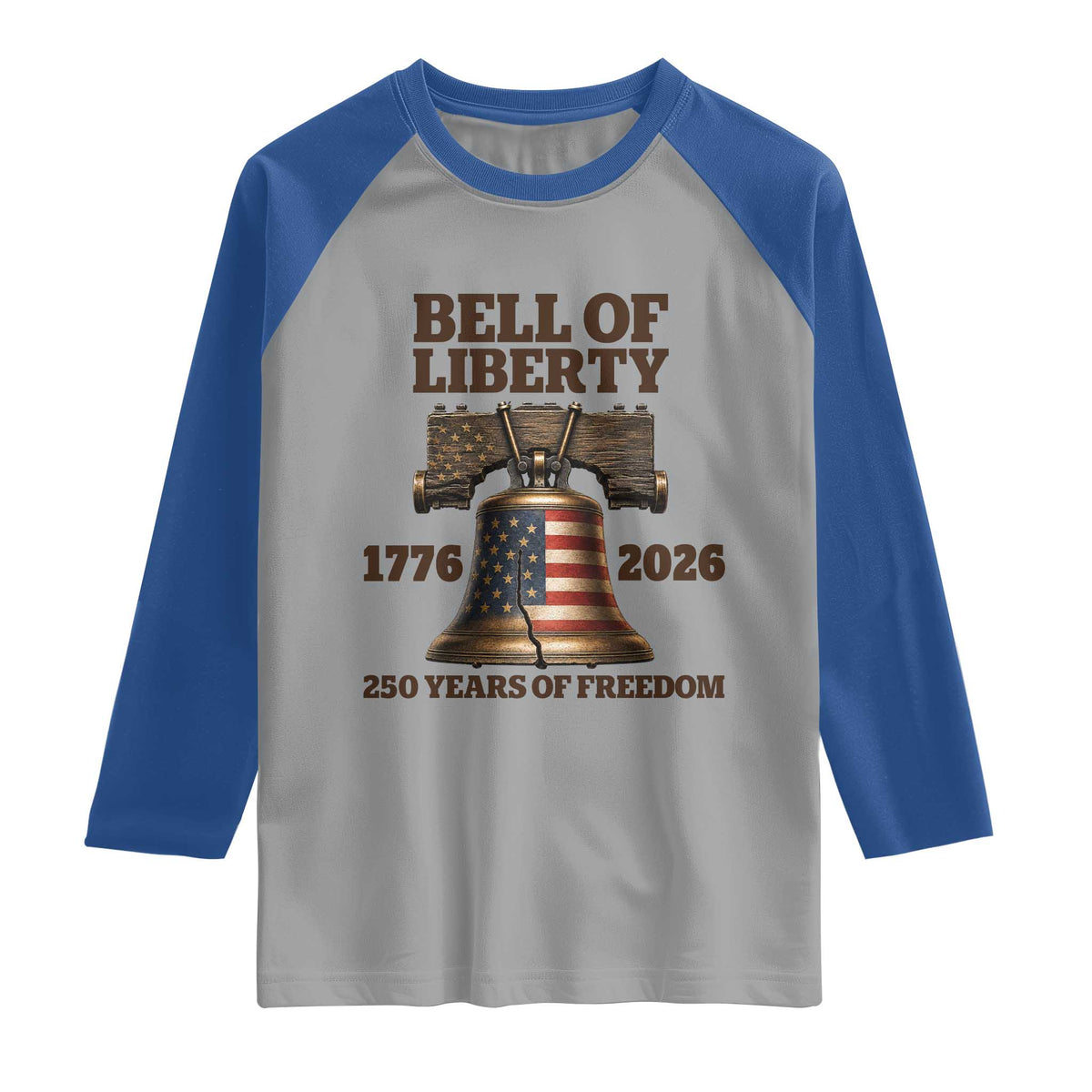 Liberty Bell 250th Anniversary Raglan Shirt American Pride Gift TS12 Sport Gray Royal Print Your Wear