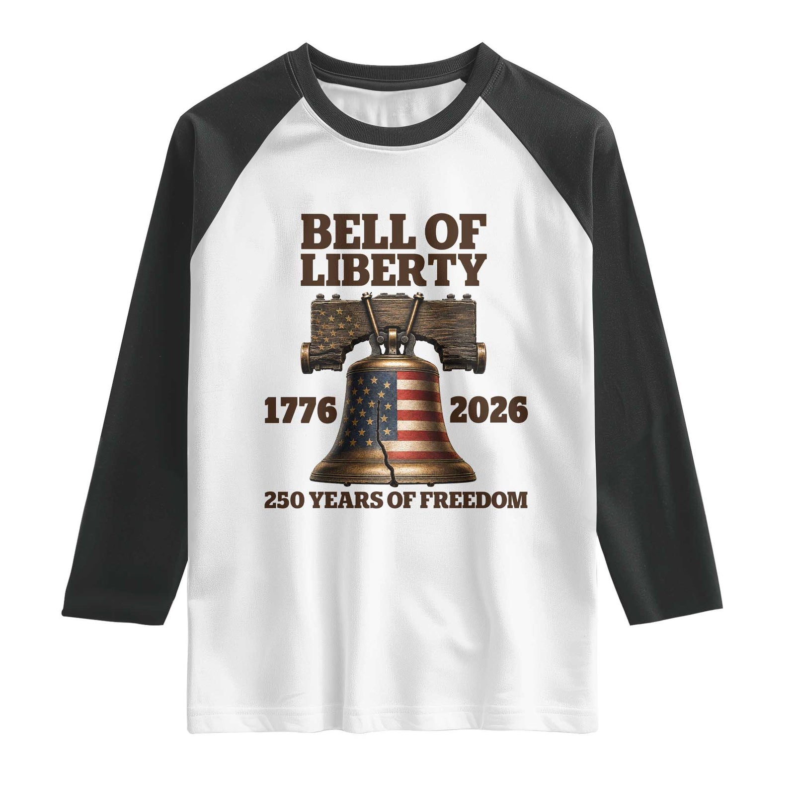 Liberty Bell 250th Anniversary Raglan Shirt American Pride Gift TS12 White Black Print Your Wear