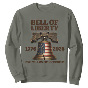 Liberty Bell 250th Anniversary Sweatshirt American Pride Gift TS12 S Military Green Print Your Wear