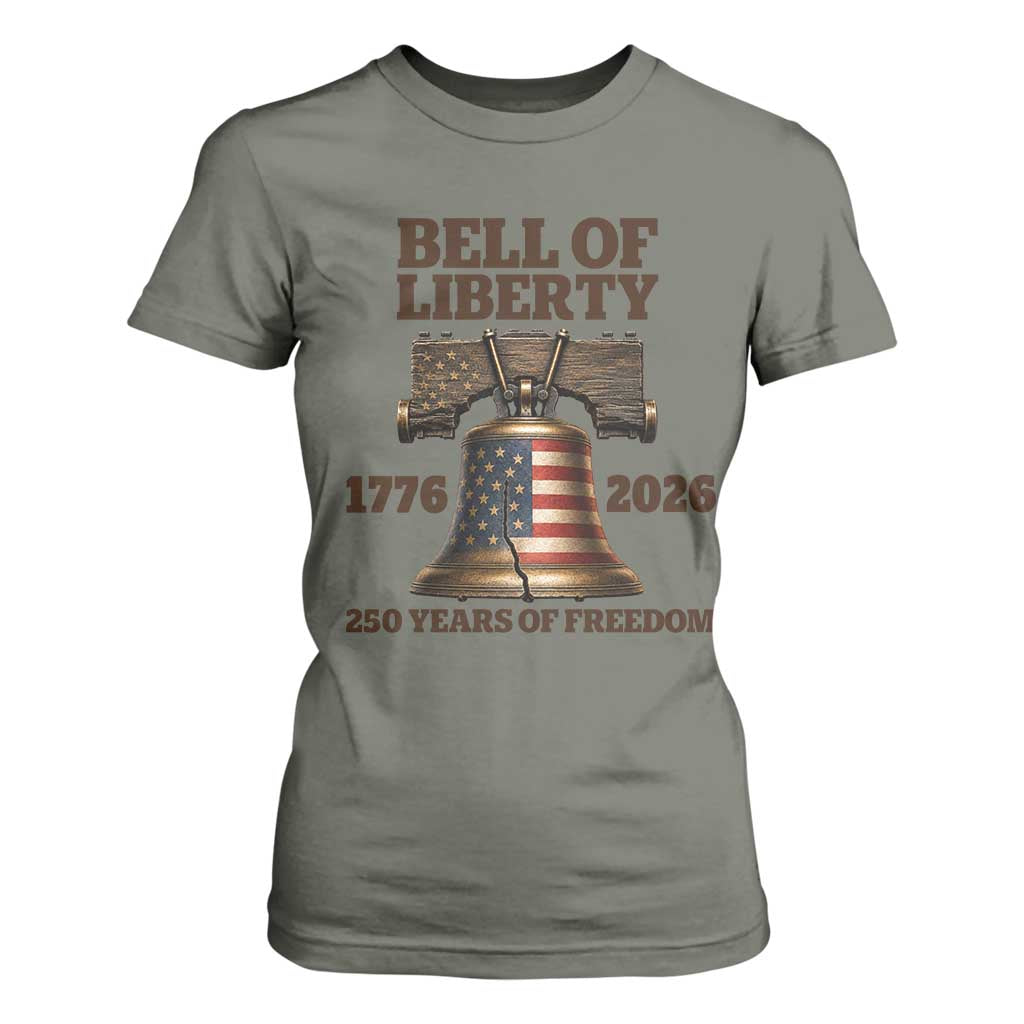 Liberty Bell 250th Anniversary T Shirt For Women American Pride Gift TS12 Military Green Print Your Wear