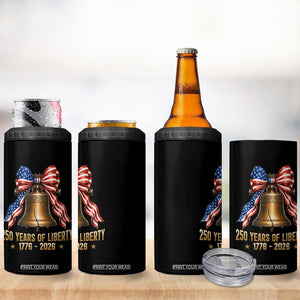 250 Years Of Liberty 4 in 1 Can Cooler Tumbler American Heritage Bell Graphic