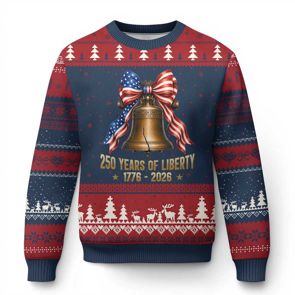 250 Years Of Liberty Ugly Christmas Sweater American Heritage Bell Graphic