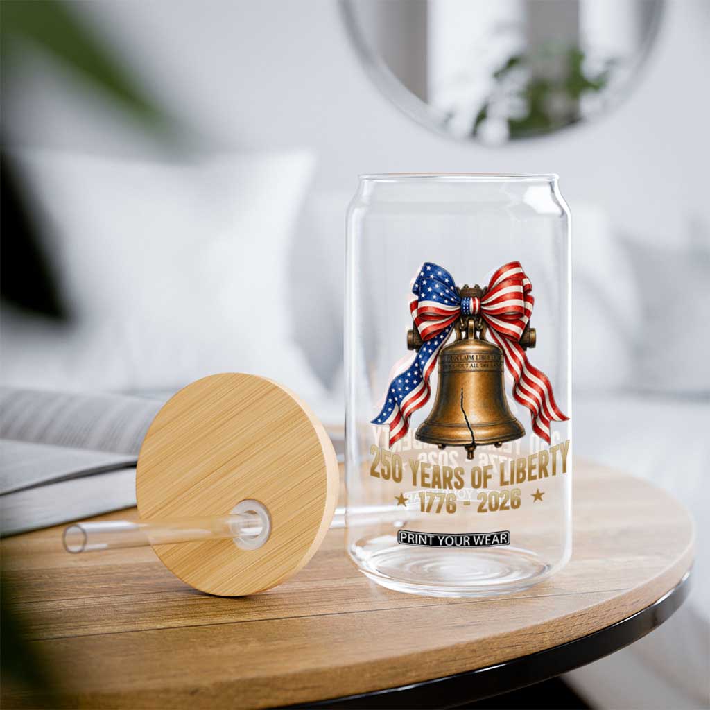250 Years Of Liberty Glass Can American Heritage Bell Graphic