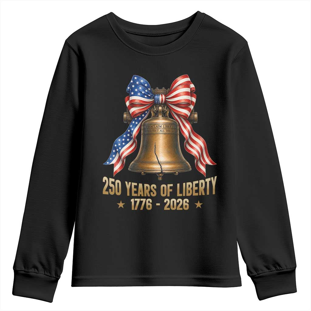 250 Years Of Liberty Youth Sweatshirt American Heritage Bell Graphic TS12 Black Print Your Wear