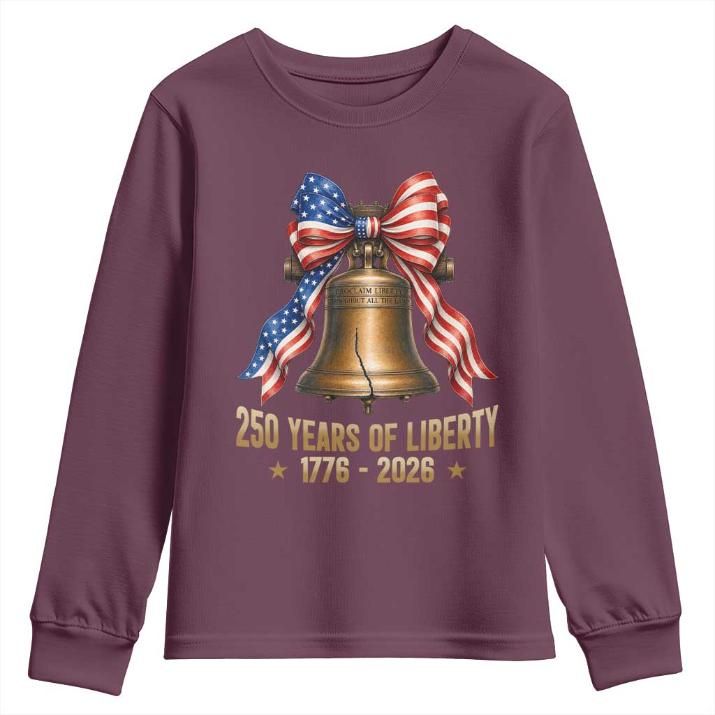 250 Years Of Liberty Youth Sweatshirt American Heritage Bell Graphic