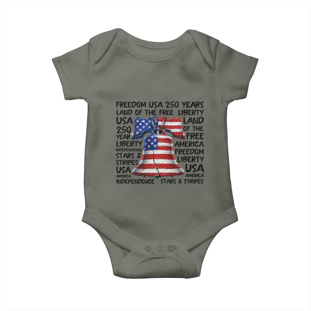 250 Years Of Freedom Baby Onesie Red White Blue Liberty Bell