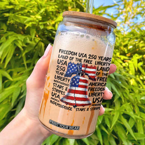 250 Years Of Freedom Glass Can Red White Blue Liberty Bell