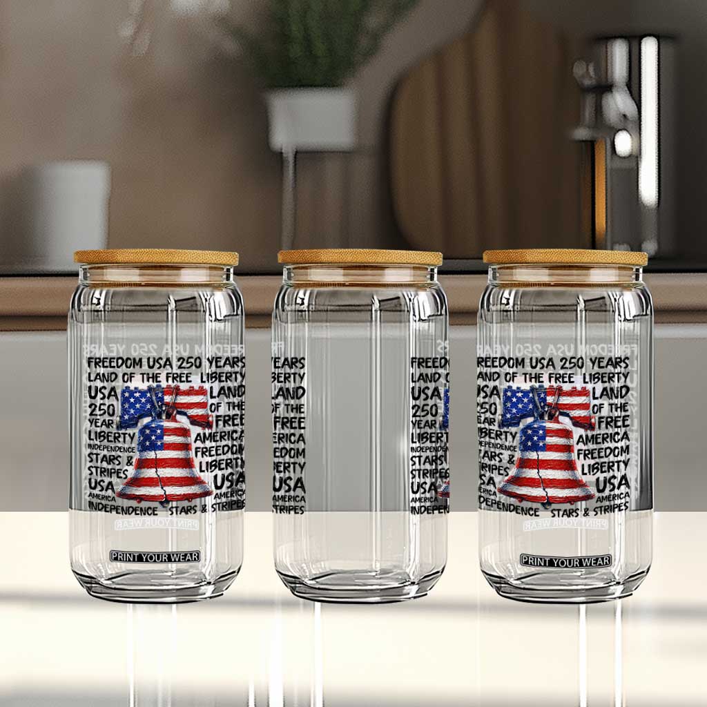 250 Years Of Freedom Glass Can Red White Blue Liberty Bell
