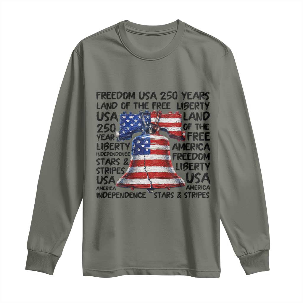250 Years Of Freedom Long Sleeve Shirt Red White Blue Liberty Bell