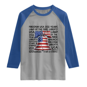 250 Years Of Freedom Raglan Shirt Red White Blue Liberty Bell