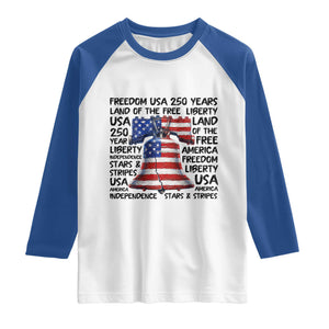 250 Years Of Freedom Raglan Shirt Red White Blue Liberty Bell