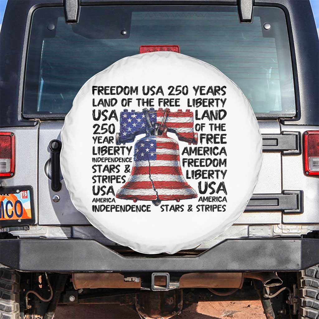 250 Years Of Freedom Spare Tire Cover Red White Blue Liberty Bell TS12 No hole White Print Your Wear