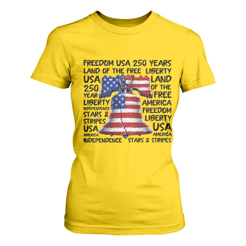 250 Years Of Freedom T Shirt For Women Red White Blue Liberty Bell