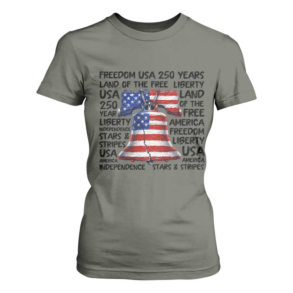 250 Years Of Freedom T Shirt For Women Red White Blue Liberty Bell
