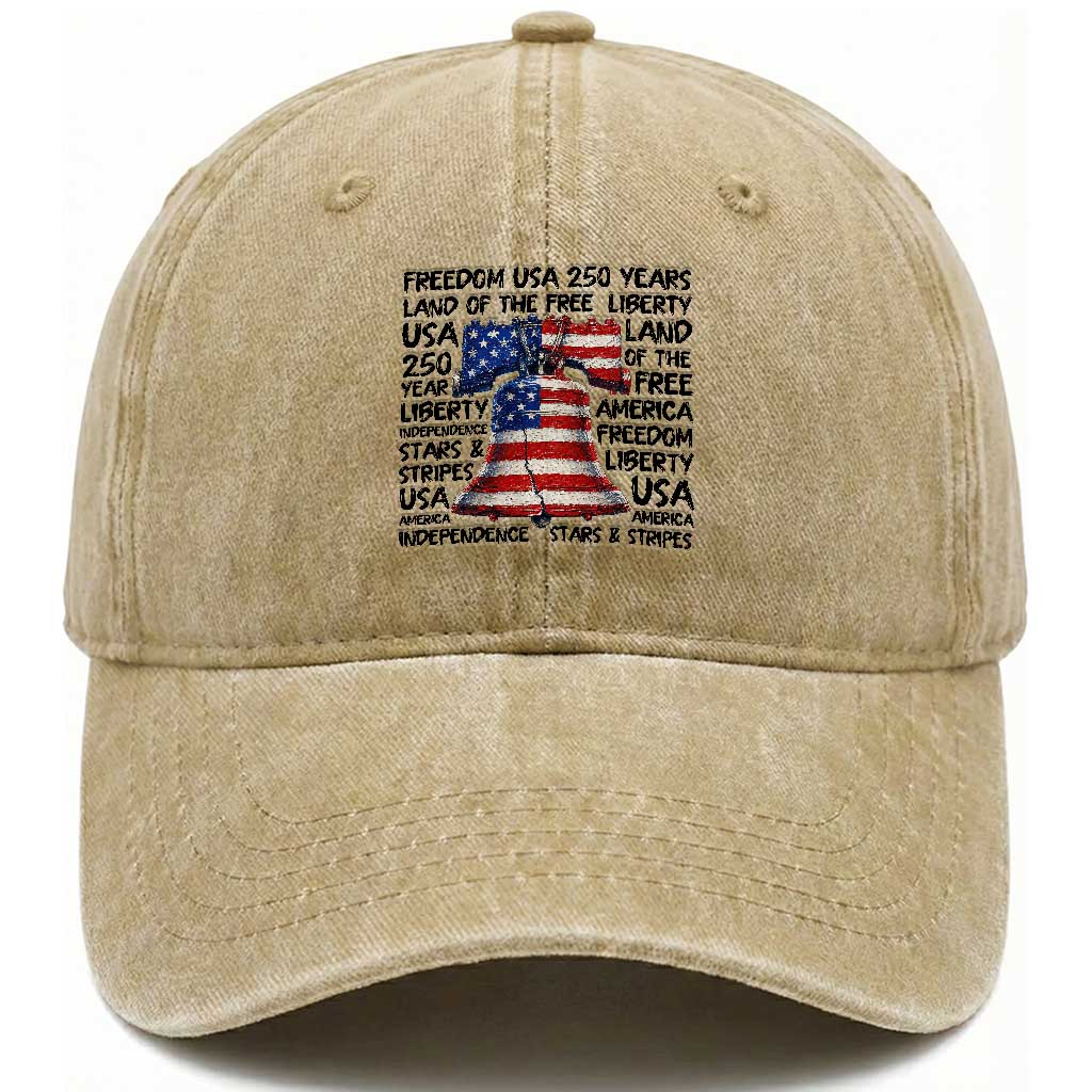 250 Years Of Freedom Washed Cotton Baseball Cap Red White Blue Liberty Bell TS12 Print Your Wear