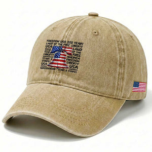 250 Years Of Freedom Washed Cotton Baseball Cap Red White Blue Liberty Bell