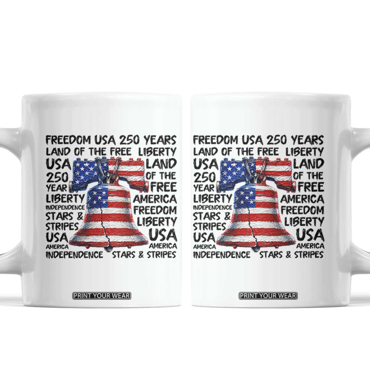 250 Years Of Freedom Coffee Mug Red White Blue Liberty Bell