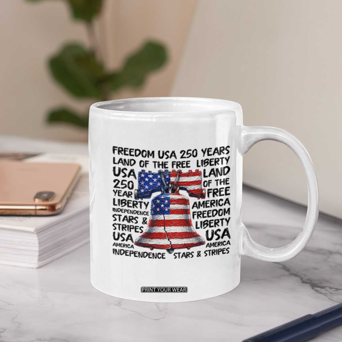 250 Years Of Freedom Coffee Mug Red White Blue Liberty Bell