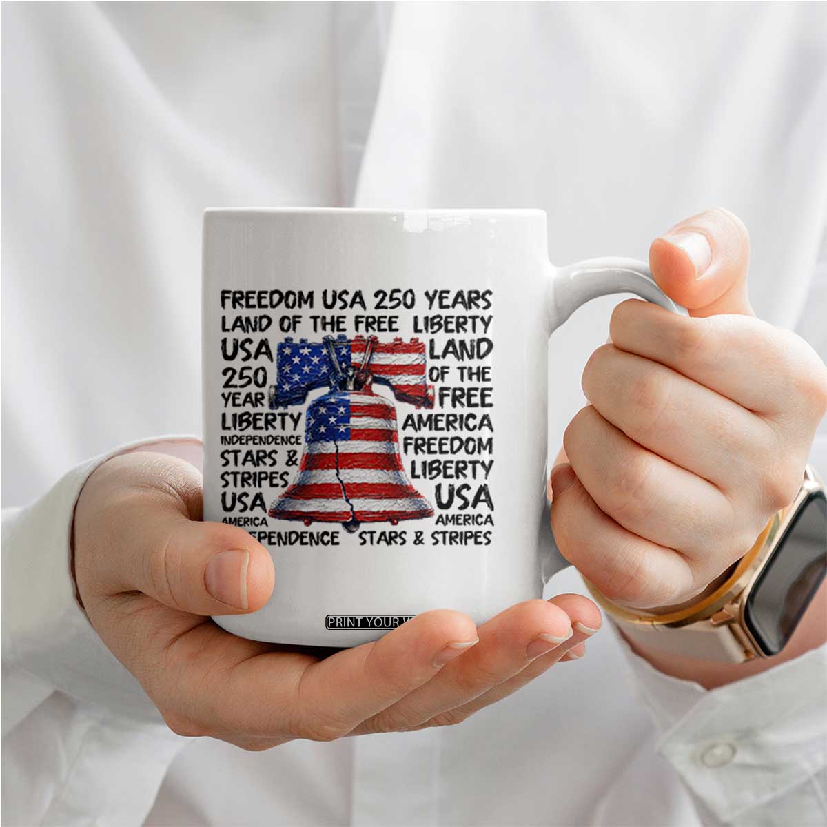 250 Years Of Freedom Coffee Mug Red White Blue Liberty Bell