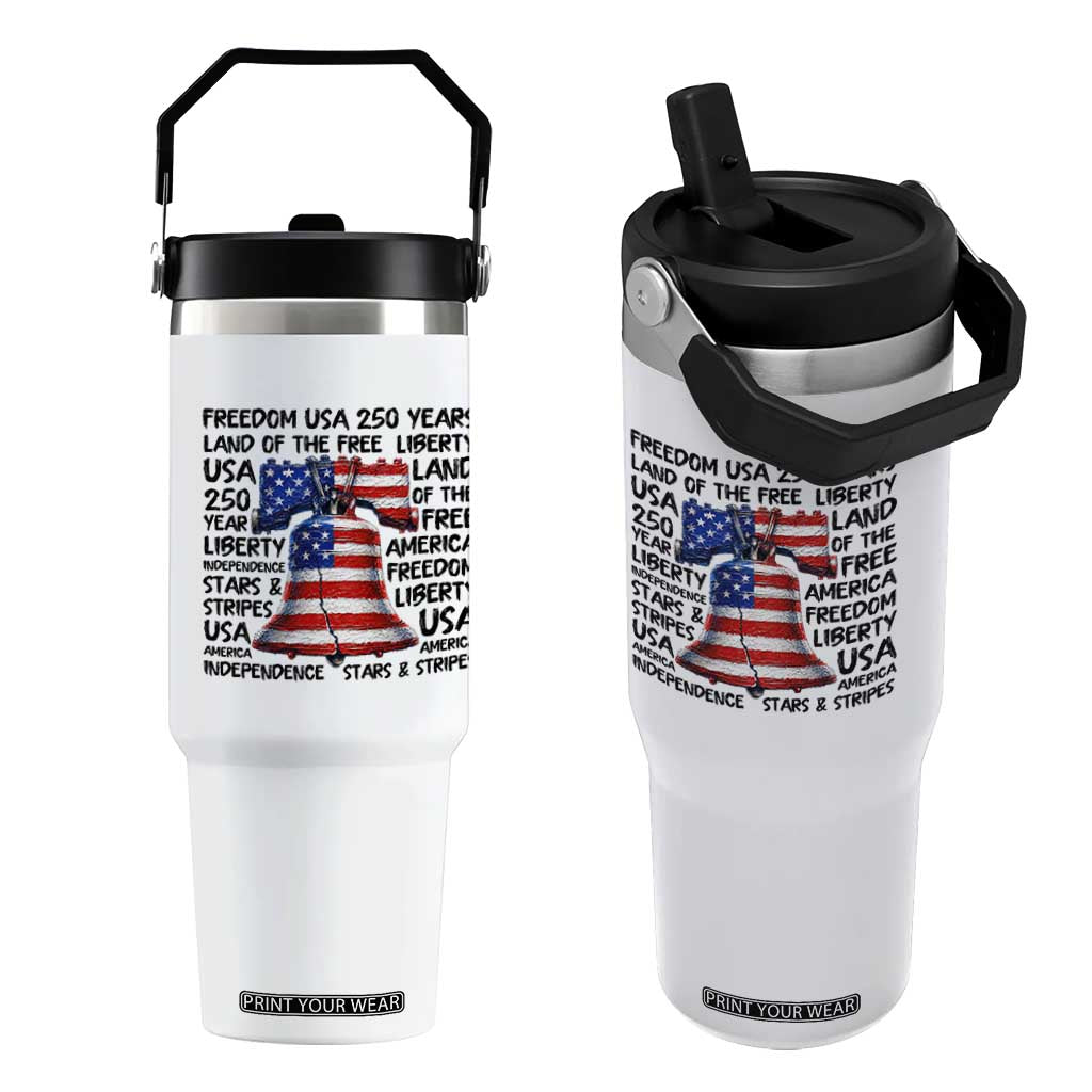250 Years Of Freedom Flip Straw Tumbler Red White Blue Liberty Bell