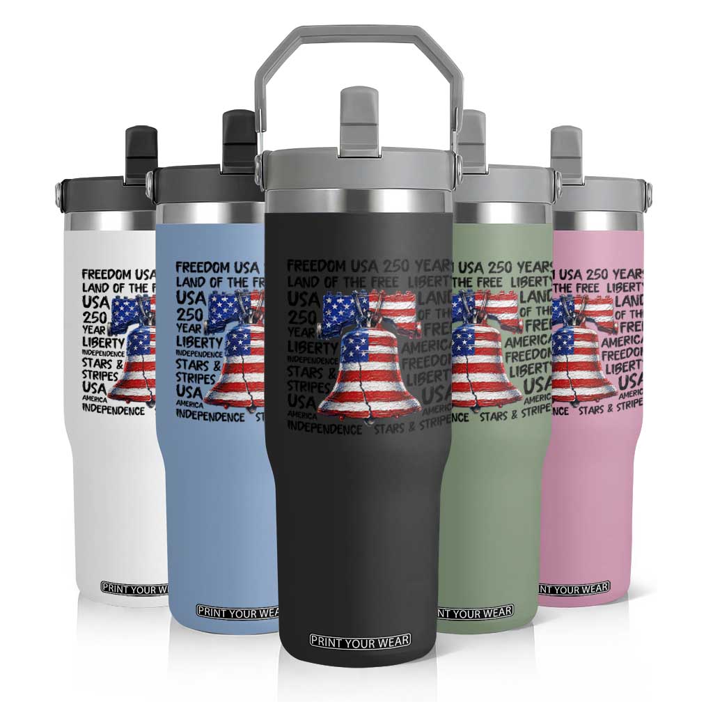 250 Years Of Freedom Flip Straw Tumbler Red White Blue Liberty Bell
