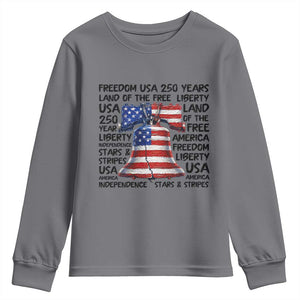 250 Years Of Freedom Youth Sweatshirt Red White Blue Liberty Bell