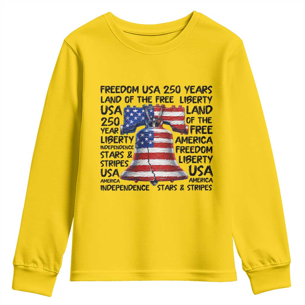 250 Years Of Freedom Youth Sweatshirt Red White Blue Liberty Bell