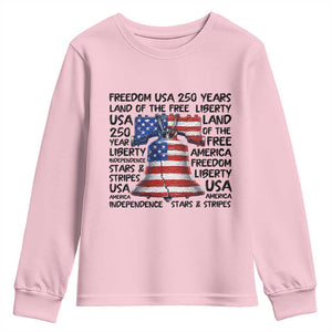 250 Years Of Freedom Youth Sweatshirt Red White Blue Liberty Bell