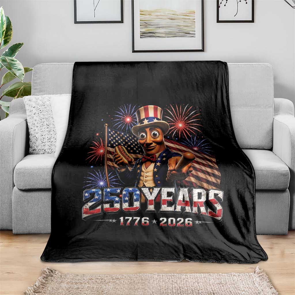 USA 250th Anniversary Tung Tung Sahur Throw Blanket Funny American Anniversary Celebration