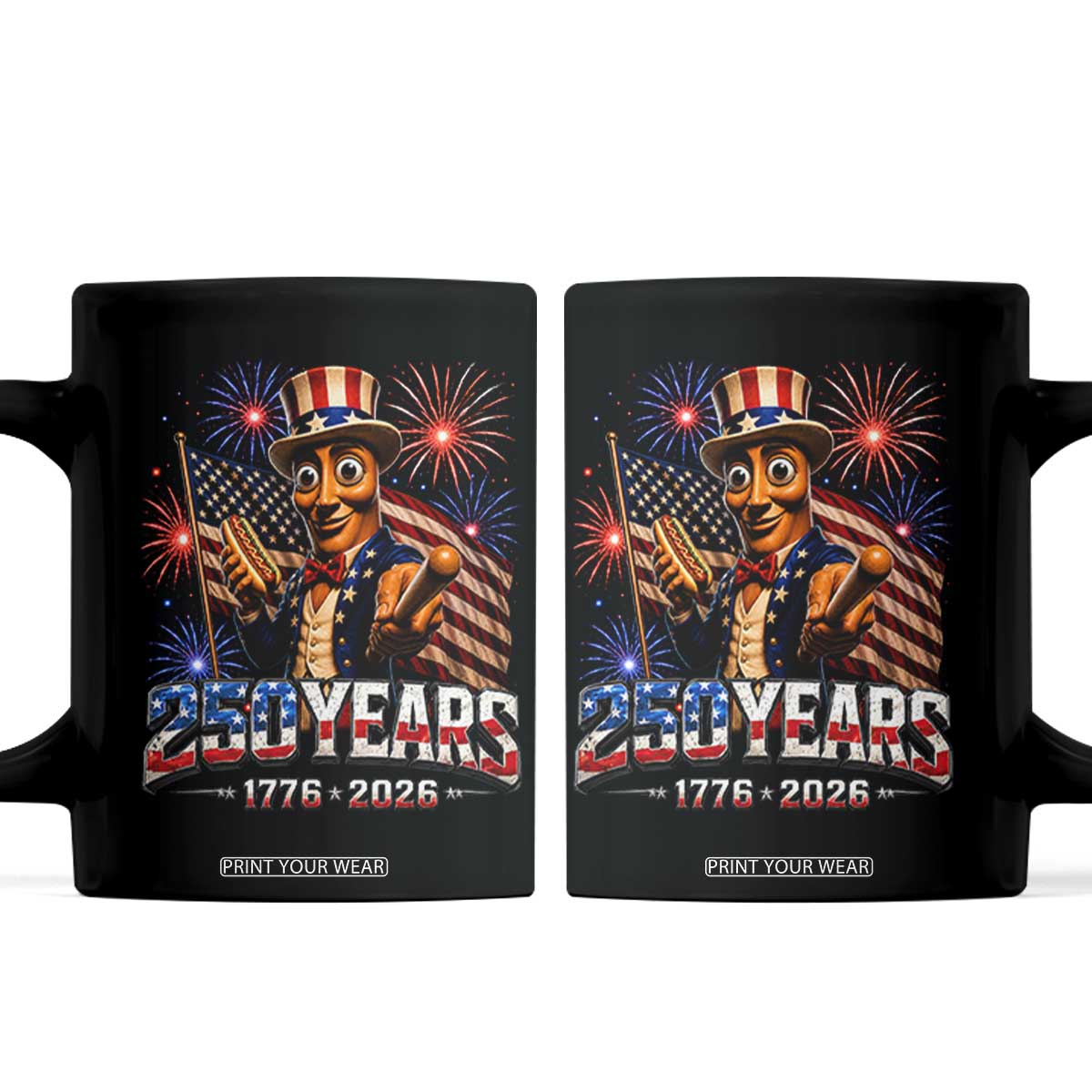 USA 250th Anniversary Tung Tung Sahur Coffee Mug Funny American Anniversary Celebration TS12 Black Print Your Wear
