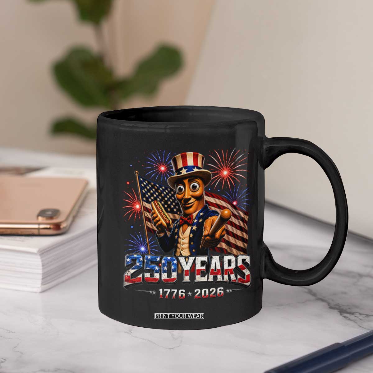USA 250th Anniversary Tung Tung Sahur Coffee Mug Funny American Anniversary Celebration