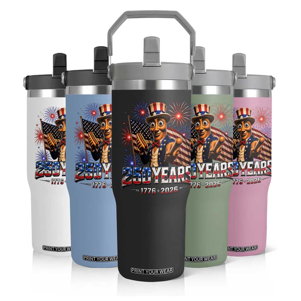 USA 250th Anniversary Tung Tung Sahur Flip Straw Tumbler Funny American Anniversary Celebration