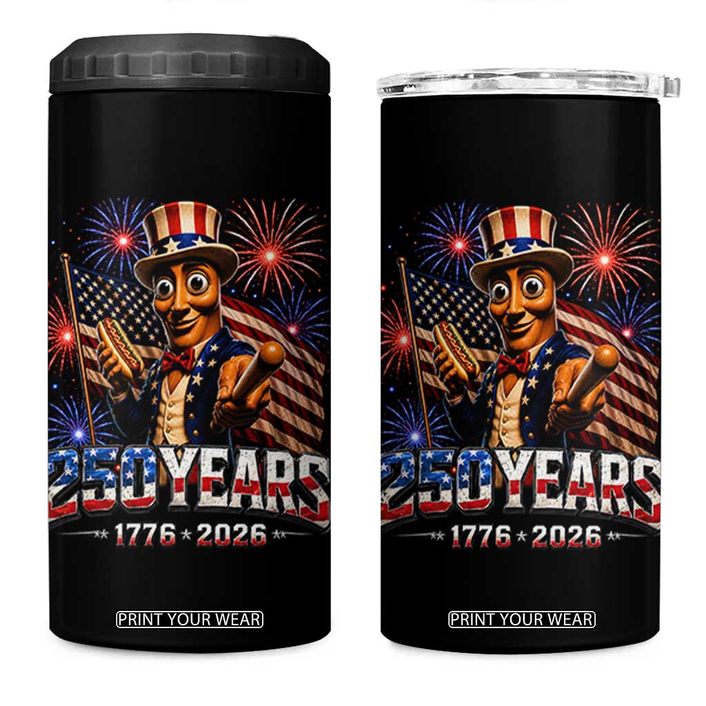 USA 250th Anniversary Tung Tung Sahur 4 in 1 Can Cooler Tumbler Funny American Anniversary Celebration TS12 One Size: 16 oz Black Print Your Wear