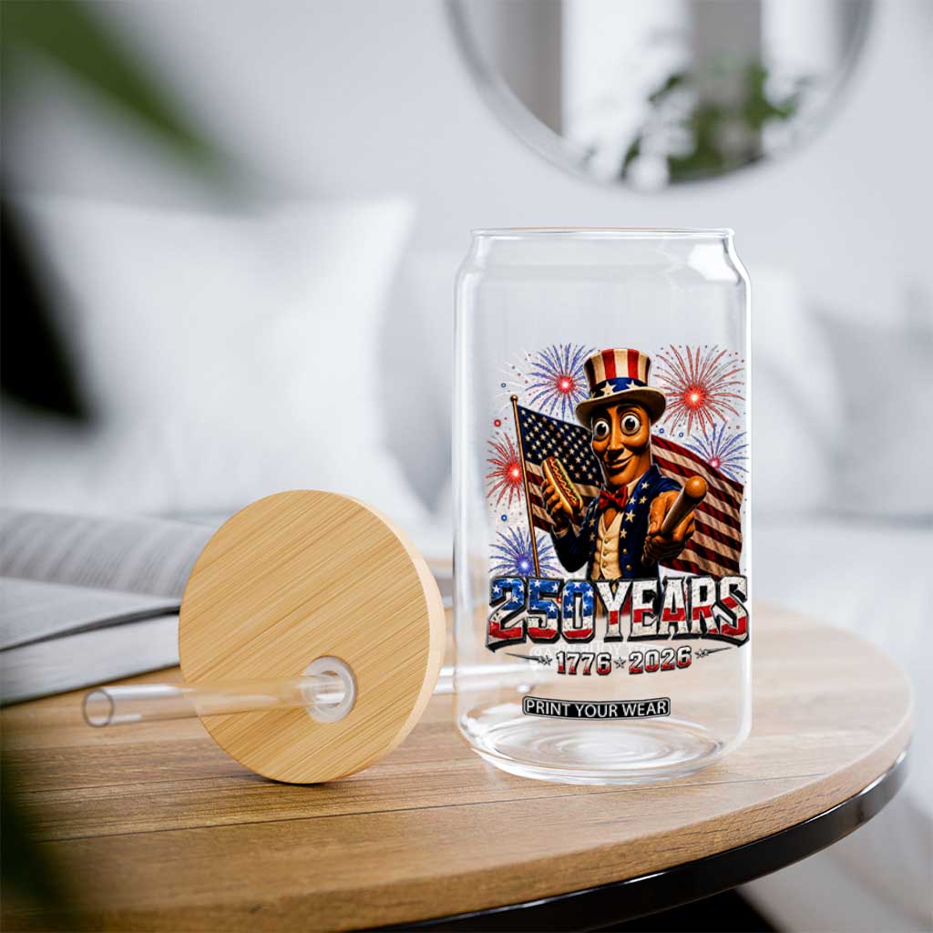 USA 250th Anniversary Tung Tung Sahur Glass Can Funny American Anniversary Celebration