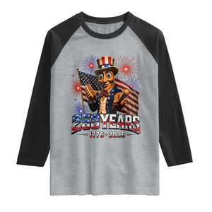 USA 250th Anniversary Tung Tung Sahur Raglan Shirt Funny American Anniversary Celebration TS12 Heather Gray Black Print Your Wear