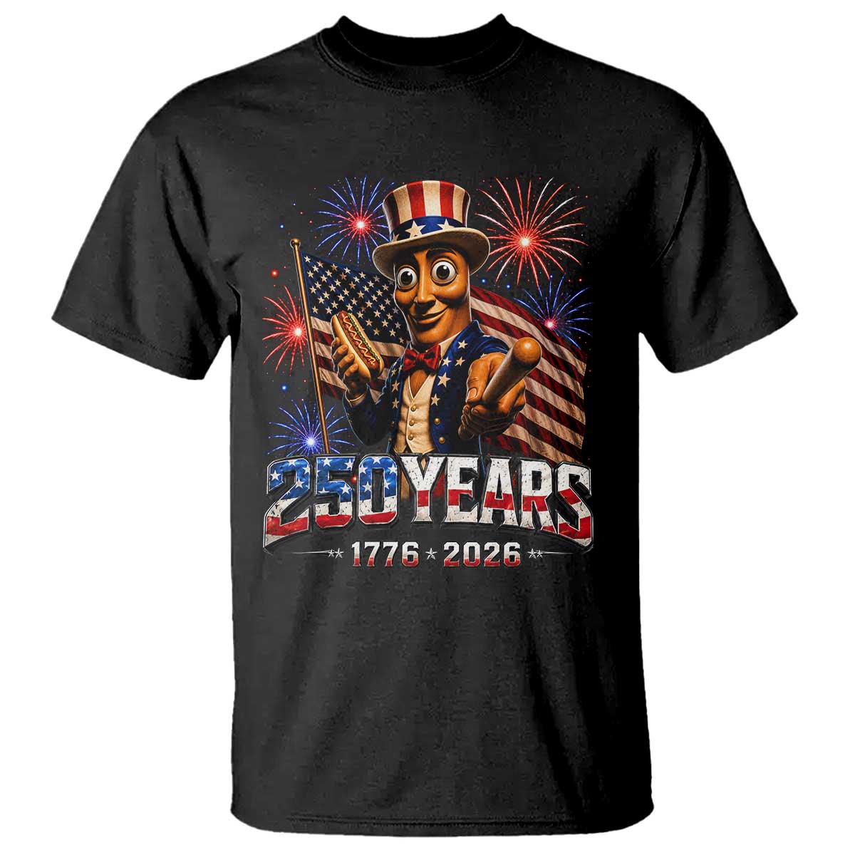 USA 250th Anniversary Tung Tung Sahur T Shirt Funny American Anniversary Celebration TS12 Black Print Your Wear