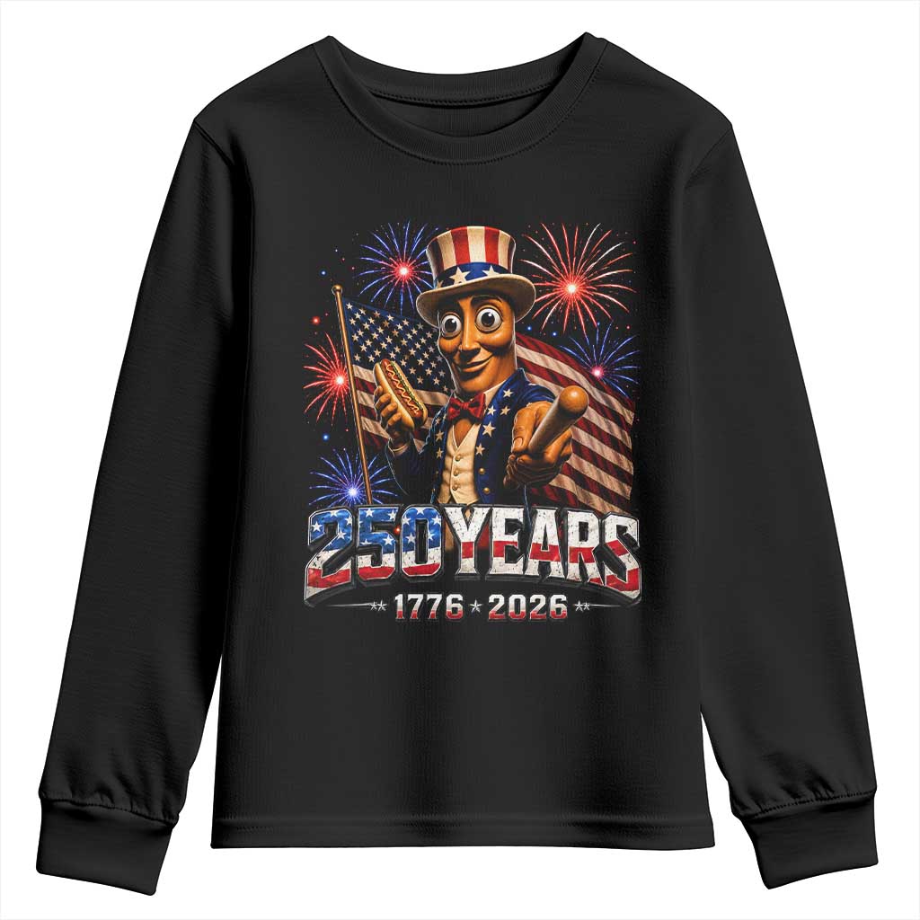 USA 250th Anniversary Tung Tung Sahur Youth Sweatshirt Funny American Anniversary Celebration TS12 Black Print Your Wear