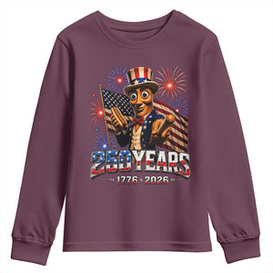 USA 250th Anniversary Tung Tung Sahur Youth Sweatshirt Funny American Anniversary Celebration